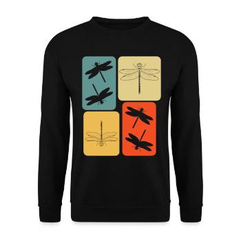 Libellen Insekten retro Libelle - Unisex Pullover - Schwarz - Vorne - Alina (178cm) & Michal (187cm)