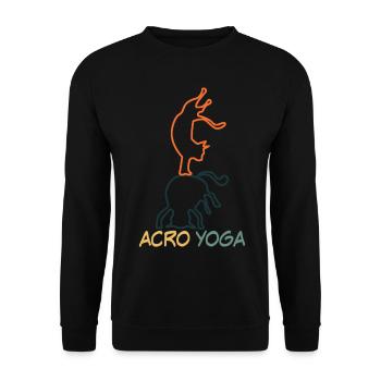Acroyoga Acro Yoga mit Katze - Unisex Pullover - Schwarz - Vorne - Alina (178cm) & Michal (187cm)