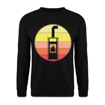 Fireplace Retro Stove Firewood Woodburning Stove - Unisex Sweatshirt - black - Front - Alina (178cm) & Michal (187cm)