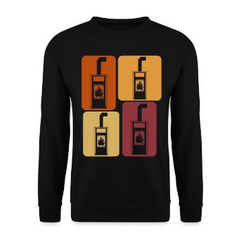Fireplace Stove Firewood Retro Woodburning Stove - Unisex Sweatshirt - black - Front - Alina (178cm) & Michal (187cm)