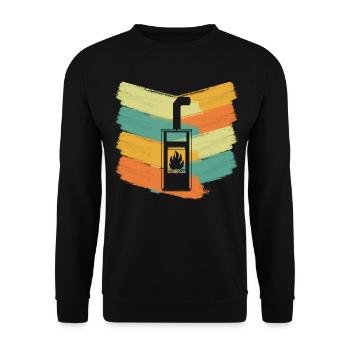 Woodburning stove fireplace retro stove - Unisex Sweatshirt - black - Front - Alina (178cm) & Michal (187cm)
