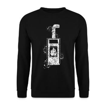 Fireplace Stove Fire Firewood Woodburning stove - Unisex Sweatshirt - black - Front - Alina (178cm) & Michal (187cm)