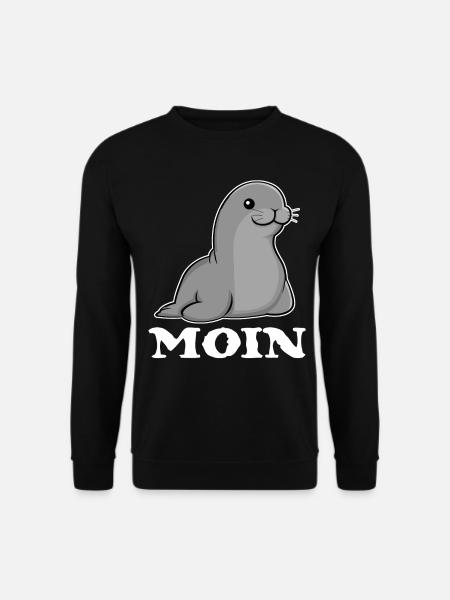 Moin Robbe Seehund Nordsee Norddeutsch - Unisex Pullover - Schwarz