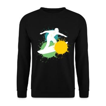 Surfer Surfing Wellenreiter Wellenreiten - Unisex Pullover - Schwarz - Vorne - Alina (178cm) & Michal (187cm)