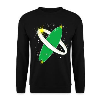 Surfboard im Weltraum Surfer - Unisex Pullover - Schwarz - Vorne - Alina (178cm) & Michal (187cm)