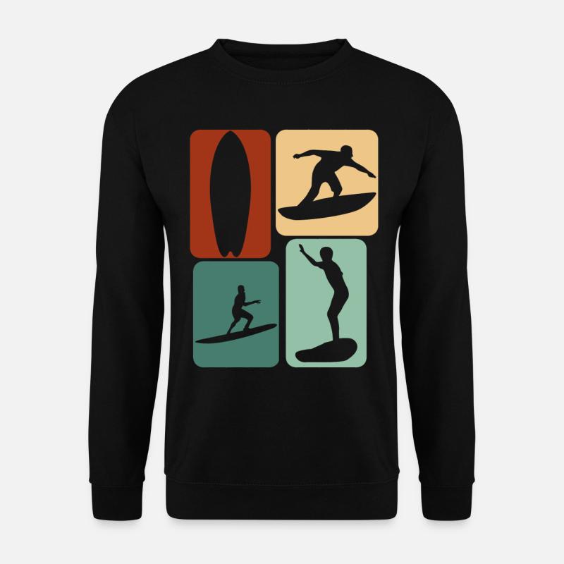 Surfer Retro Surfing Surfboard - Unisex Sweatshirt - black