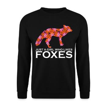 Fuchs mit Blumen - Unisex Pullover - Schwarz - Vorne - Alina (178cm) & Michal (187cm)