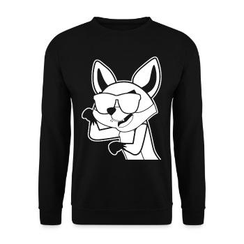 Fuchs mit Sonnenbrille - Unisex Pullover - Schwarz - Vorne - Alina (178cm) & Michal (187cm)