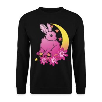Rabbit Moon Stars Rabbit - Unisex Sweatshirt - black - Front - Alina (178cm) & Michal (187cm)