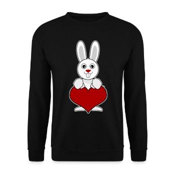 Rabbit Heart Rabbits - Unisex Sweatshirt - black - Front - Alina (178cm) & Michal (187cm)
