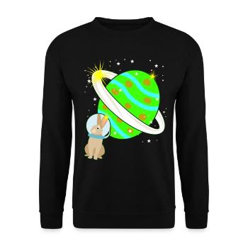 Rabbit Easter Easter Egg Space - Unisex Sweatshirt - black - Front - Alina (178cm) & Michal (187cm)