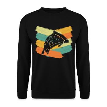 Pizza retro Pizzaria Pizzabäcker - Unisex Pullover - Schwarz - Vorne - Alina (178cm) & Michal (187cm)