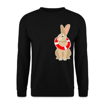 Rabbit with lifebuoy - Unisex Sweatshirt - black - Front - Alina (178cm) & Michal (187cm)
