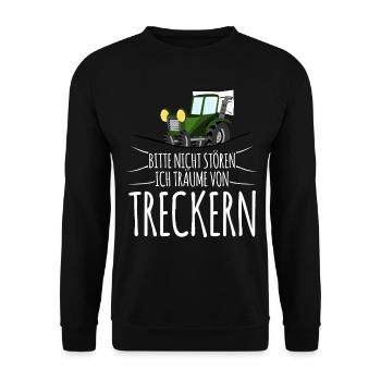 Traktor Schlafen Müde Träumen Trecker - Unisex Pullover - Schwarz - Vorne - Alina (178cm) & Michal (187cm)