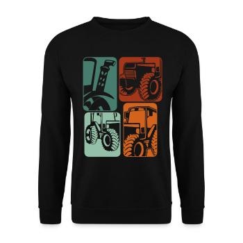 Tractor Retro Tractor Driver Tractor - Unisex Sweatshirt - black - Front - Alina (178cm) & Michal (187cm)
