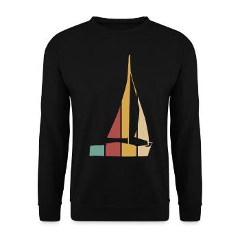 Segeln Segler Retro Segelboot - Unisex Pullover - Schwarz - Vorne - Alina (178cm) & Michal (187cm)