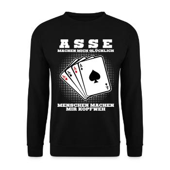 Poker Pokerspieler Pokerkarten - Unisex Pullover - Schwarz - Vorne - Alina (178cm) & Michal (187cm)