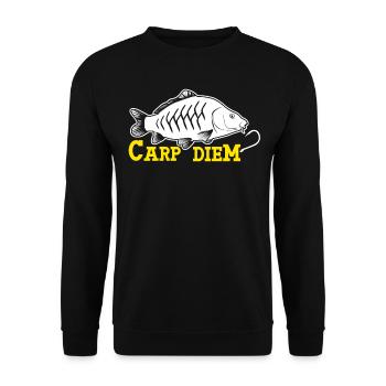 Angler Carp Diem Karpfen Angel Fischer - Unisex Sweatshirt - black - Front - Alina (178cm) & Michal (187cm)