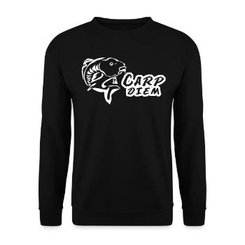 Angler Karpfen Angel Fischer Carp Diem - Unisex Sweatshirt - black - Front - Alina (178cm) & Michal (187cm)