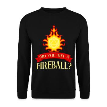 RPG D20 Feuerball Tabletop Rollenspiel - Unisex Pullover - Schwarz - Vorne - Alina (178cm) & Michal (187cm)