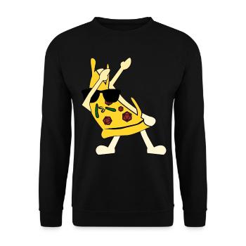 RPG Tabletop D20 Würfel Pizza - Unisex Pullover - Schwarz - Vorne - Alina (178cm) & Michal (187cm)