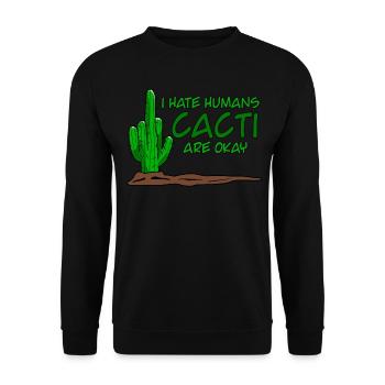 Kaktus Mittelfinger Kakteen - Unisex Pullover - Schwarz - Vorne - Alina (178cm) & Michal (187cm)