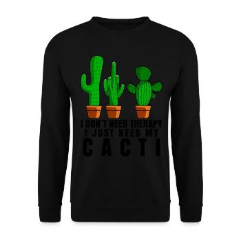 Cactus Therapy Cacti - Unisex Sweatshirt - black - Front - Alina (178cm) & Michal (187cm)
