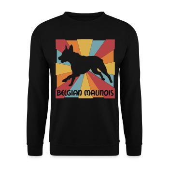 Belgian Molinois Retro Schäferhund - Unisex Pullover - Schwarz - Vorne - Alina (178cm) & Michal (187cm)