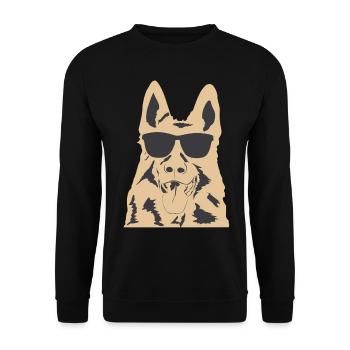 Belgian Molinois with Sunglasses - Unisex Pullover - Schwarz - Vorne - Alina (178cm) & Michal (187cm)