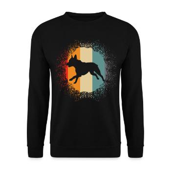 Belgian Molinois Retro - Unisex Pullover - Schwarz - Vorne - Alina (178cm) & Michal (187cm)