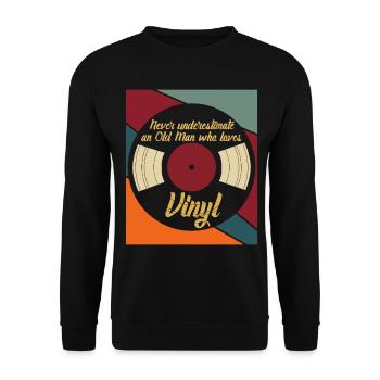 Vinyl Retro Vintage Record - Unisex Sweatshirt - black - Front - Alina (178cm) & Michal (187cm)
