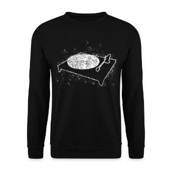 Schallplatte Plattenspieler - Unisex Pullover - Schwarz - Vorne - Alina (178cm) & Michal (187cm)