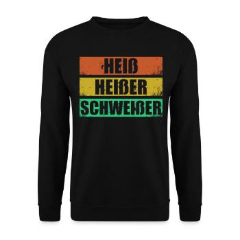Heiß Heißer Schweißer - Unisex Pullover - Schwarz - Vorne - Alina (178cm) & Michal (187cm)