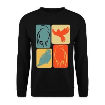 Budgerigar Vintage Budgerigars - Unisex Sweatshirt - black - Front - Alina (178cm) & Michal (187cm)