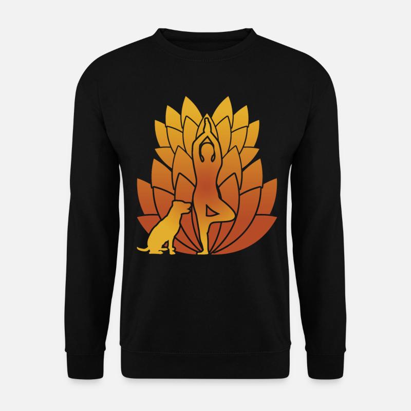 Yoga Hund Lotusblume - Unisex Pullover - Schwarz
