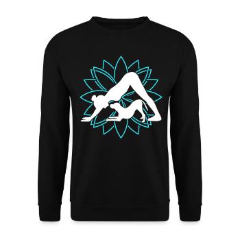 Yoga Chien Méditation Chien Fleur de Lotus - Sweat-shirt Unisexe - noir - Devant - Alina (178cm) & Michal (187cm)