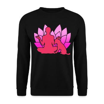 Yoga avec chien Méditation fleur de lotus - Sweat-shirt Unisexe - noir - Devant - Alina (178cm) & Michal (187cm)