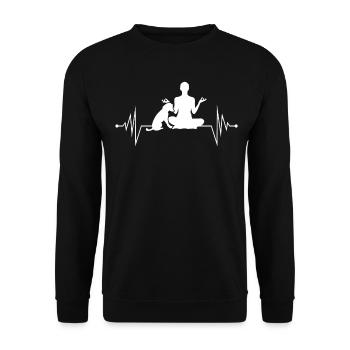 Yoga Hund Meditation EKG Hunde - Unisex Pullover - Schwarz - Vorne - Alina (178cm) & Michal (187cm)