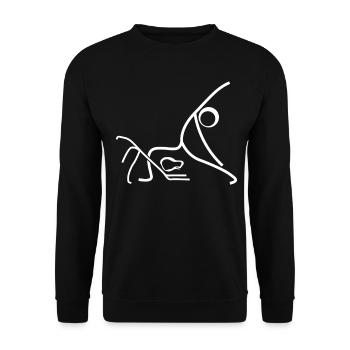 Hunde Yoga mit Hund - Unisex Pullover - Schwarz - Vorne - Alina (178cm) & Michal (187cm)