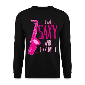 Saxophone Joke Saxy Jazz Saxophone - Unisex Sweatshirt - black - Front - Alina (178cm) & Michal (187cm)