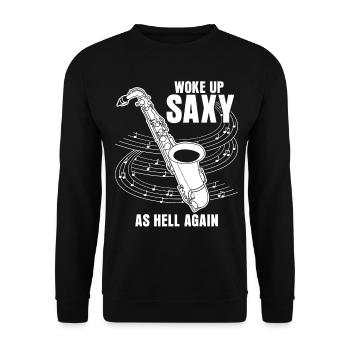 Saxophonist Jazz Music Saxy Saxophones - Unisex Sweatshirt - black - Front - Alina (178cm) & Michal (187cm)