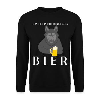 Wolf mit Bier Natur Wölfe - Unisex Pullover - Schwarz - Vorne - Alina (178cm) & Michal (187cm)