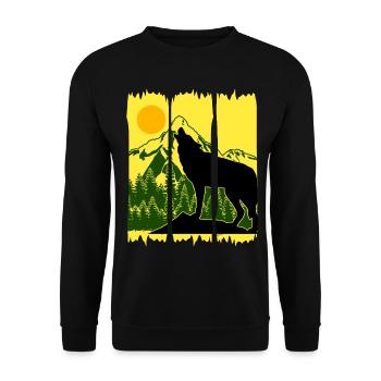 Wolf Natur Wandern Berge Wald - Unisex Pullover - Schwarz - Vorne - Alina (178cm) & Michal (187cm)