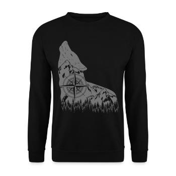 Wolf Wandern Berge Wald Wölfe Natur - Unisex Pullover - Schwarz - Vorne - Alina (178cm) & Michal (187cm)