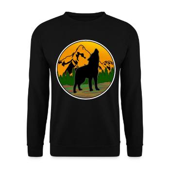 Wolf Wald Natur Outdoor Tierschutz Wölfe - Unisex Pullover - Schwarz - Vorne - Alina (178cm) & Michal (187cm)