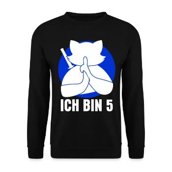 Ninja Katze Fünf Jahre zum 5. Geburtstag - Unisex Pullover - Schwarz - Vorne - Alina (178cm) & Michal (187cm)