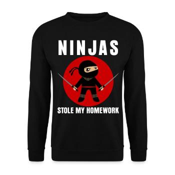 École de devoirs Ninja Ninjas - Sweat-shirt Unisexe - noir - Devant - Alina (178cm) & Michal (187cm)