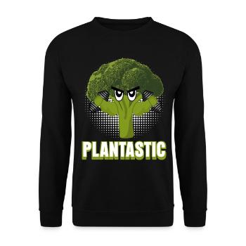 Vegan Bodybuilding Broccoli Vegan - Unisex Sweatshirt - black - Front - Alina (178cm) & Michal (187cm)