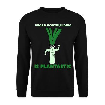 Vegan Bodybuilding Leek Vegan - Unisex Sweatshirt - black - Front - Alina (178cm) & Michal (187cm)