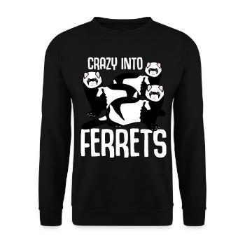Crazy into Ferrets - Unisex Pullover - Schwarz - Vorne - Alina (178cm) & Michal (187cm)